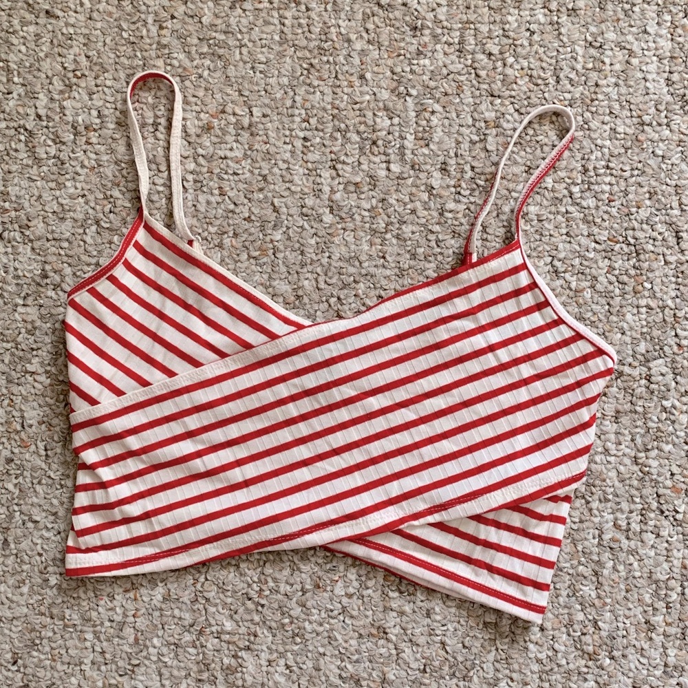red and white stripe crop top